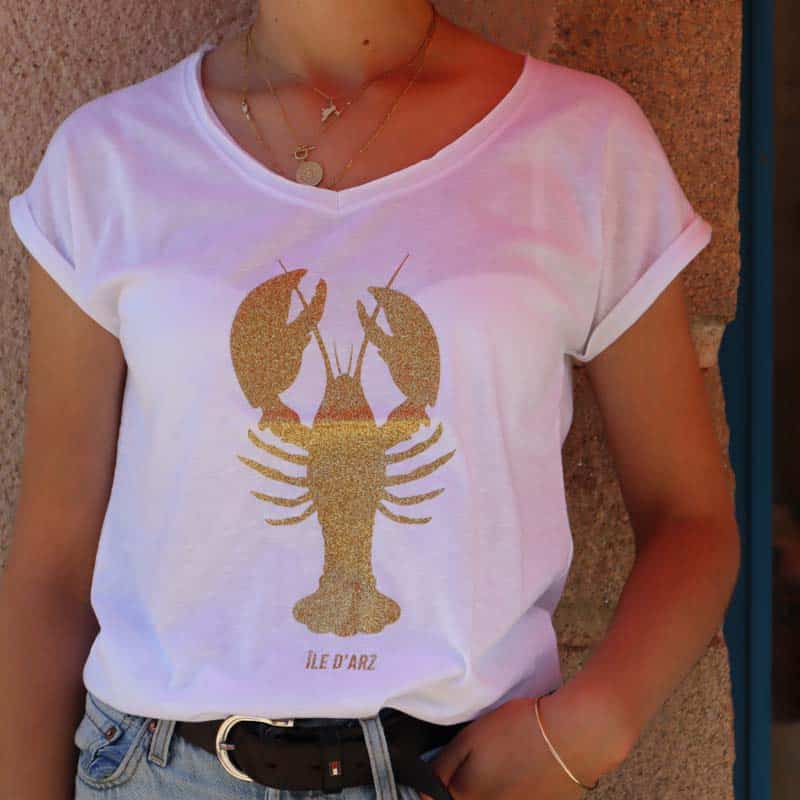 T-shirt homard île d'Arz doré
